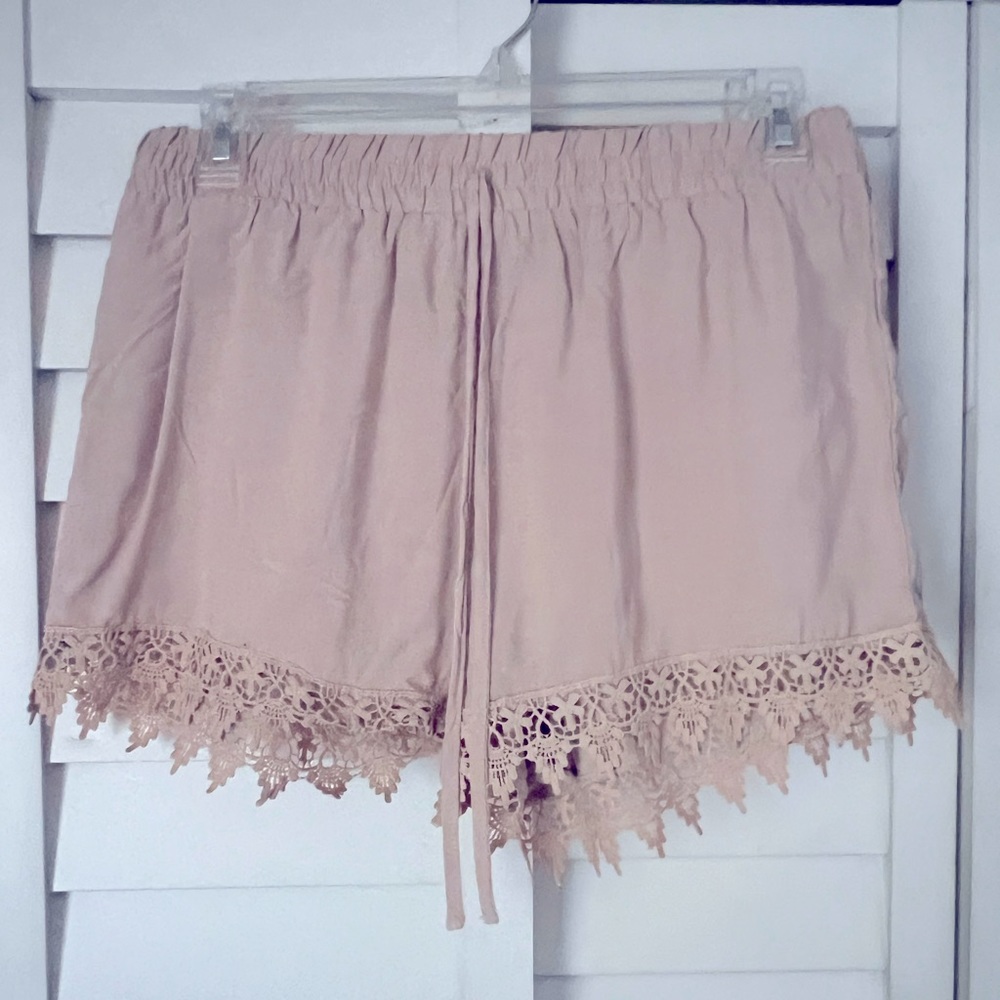 Tan High Waisted Drawstring Shorts sz M